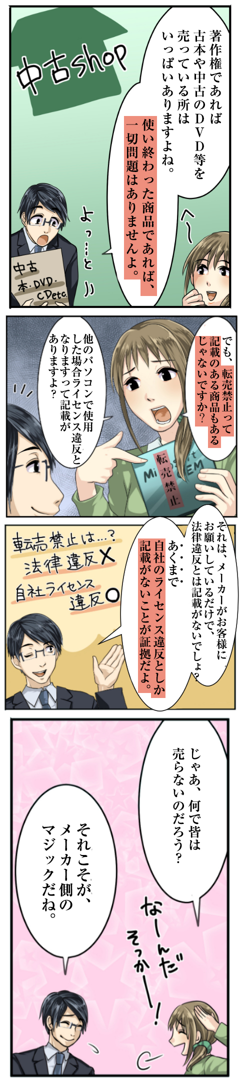 [マンガで解説]　ソフトウェアの転売はＯＫ?